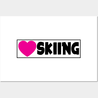 I LOVE SKIING MOUNTAINS SKIER SKI HEART Posters and Art